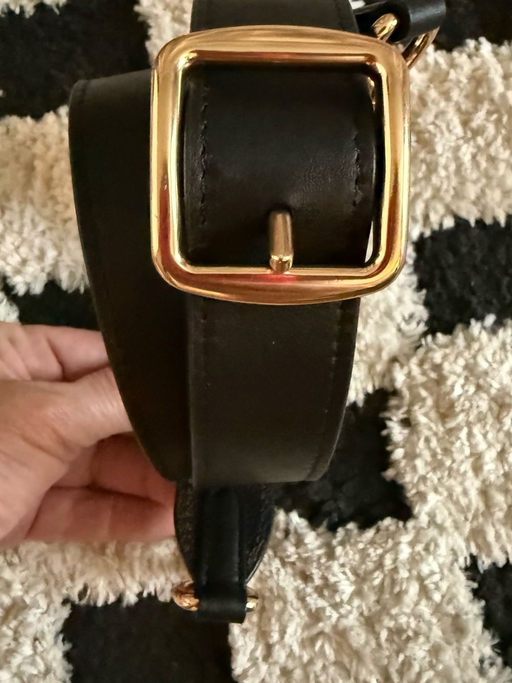 Coach Reversible Black Leather Messenger Crossbody Strap with Gold Buckle